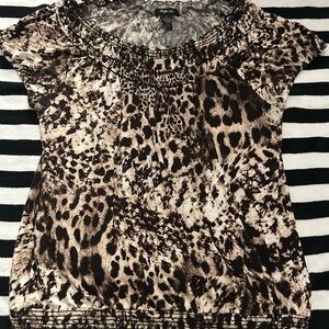 Style & Co. Leopard Print Blouse - Brown and Cream